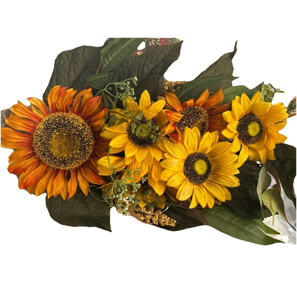 Yuletide Artificial Sunflower Teardrop Swag Simple Adornment Elegant Fall Autumn